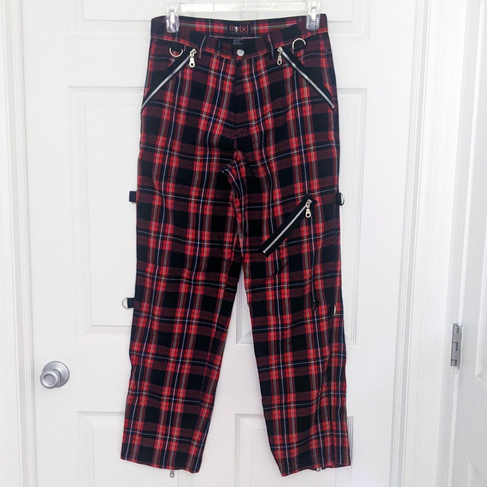 Morbid Threads Plaid Punk Pants With Zippers